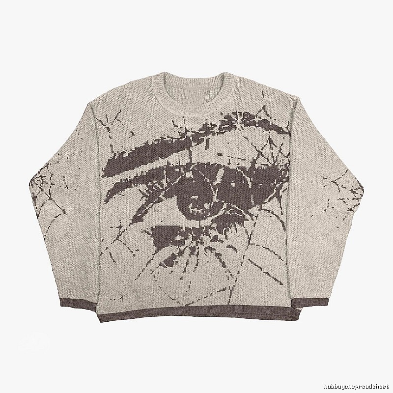 Urban Anime graphic sweater Black Knit Top with Statement Pattern