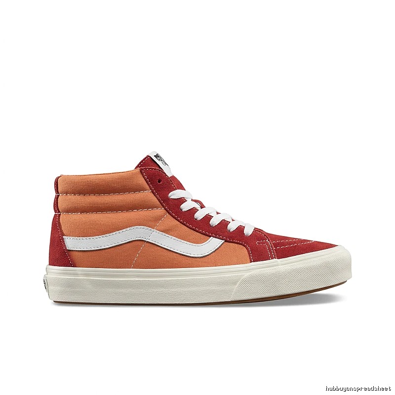 Vans retro-style orange-red high-top shoes