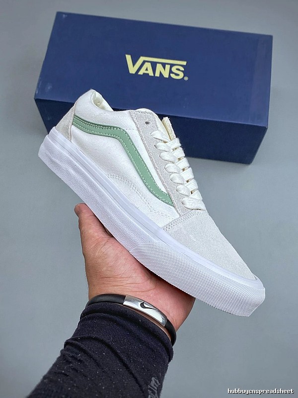 Vans Skate Sneakers in White and Green with Skate Paneling