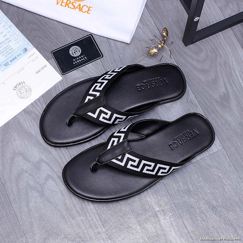 Versace Greek Key Trendy Style Black Flip-Flops