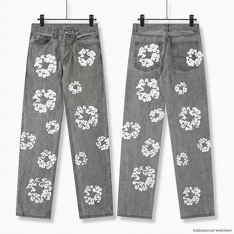 Vintage Style Gray Pants with DENIM TEARS Print
