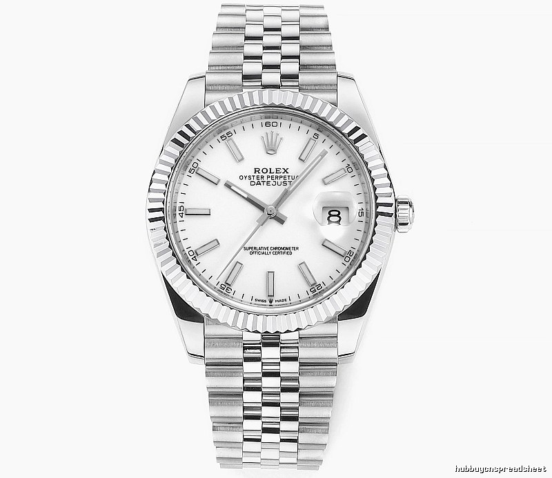White Baton Dial Datejust Automatic Watch - Rolex Layering Edit
