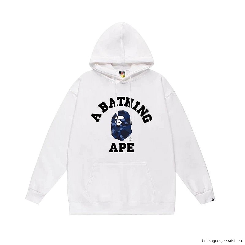White hoodie with Bape Ape Head print