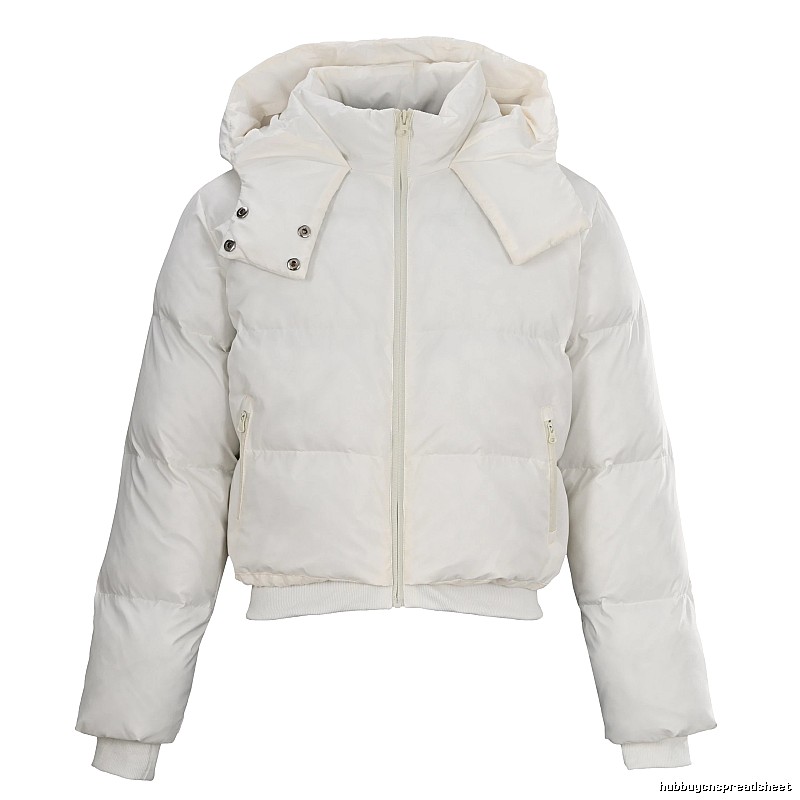 White Weekend Cropped Hooded Puffer