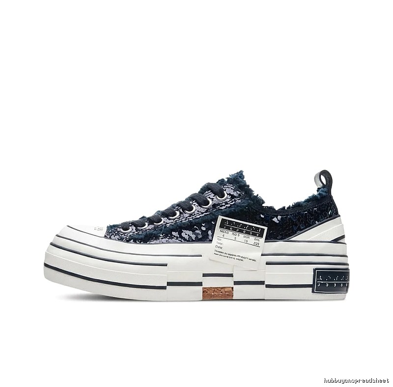 Xvessel denim-style black and white canvas shoes