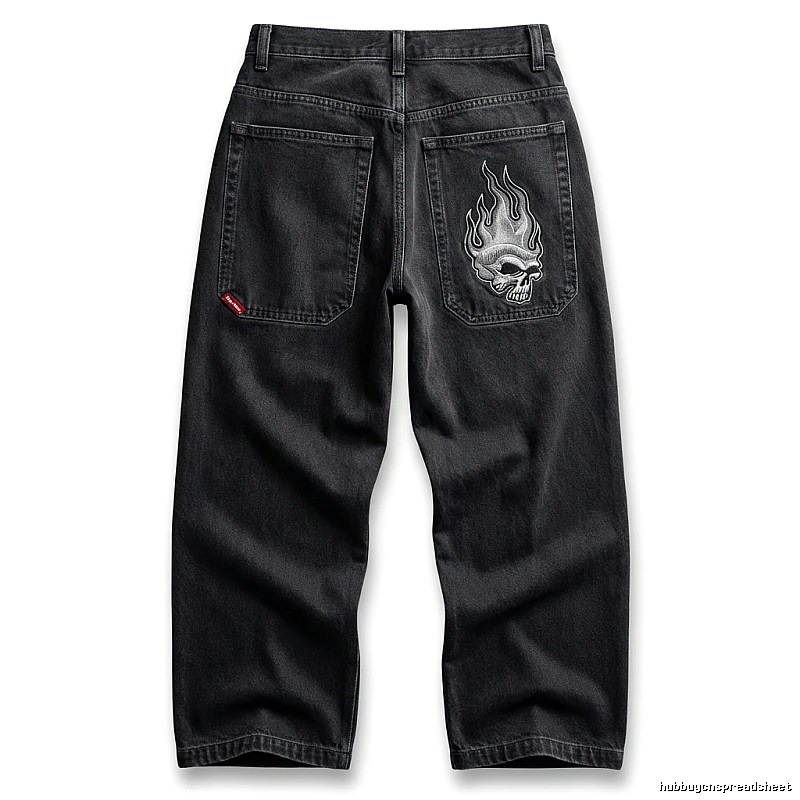 Y2K Fear of God Flame Black Denim Shorts